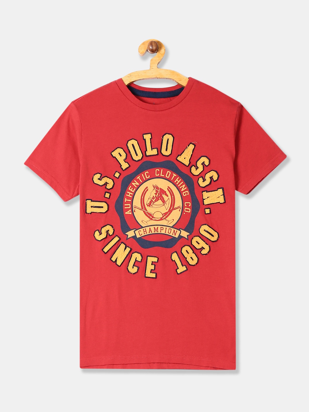 

U.S. Polo Assn. Kids Boys Red Printed Round Neck T-shirt