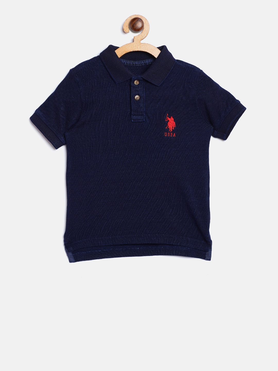 

U.S. Polo Assn. Kids Navy Boys Blue Polo Collar Pure Cotton T-shirt, Navy blue