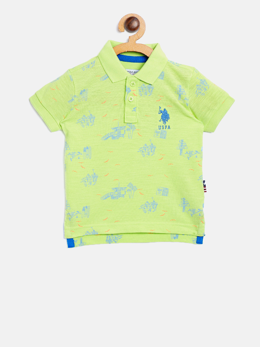 

U.S. Polo Assn. Kids Boys Green Polo Collar Printed T-shirt