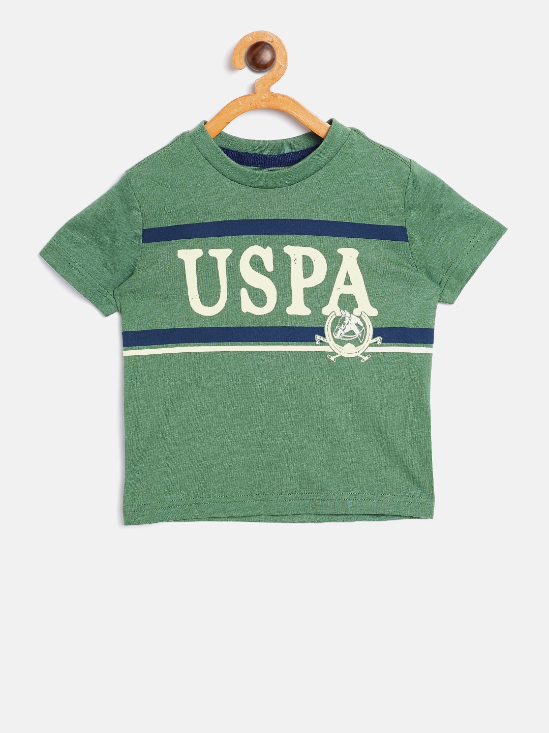 

U.S. Polo Assn. Kids Boys Olive Green Printed Round Neck T-shirt