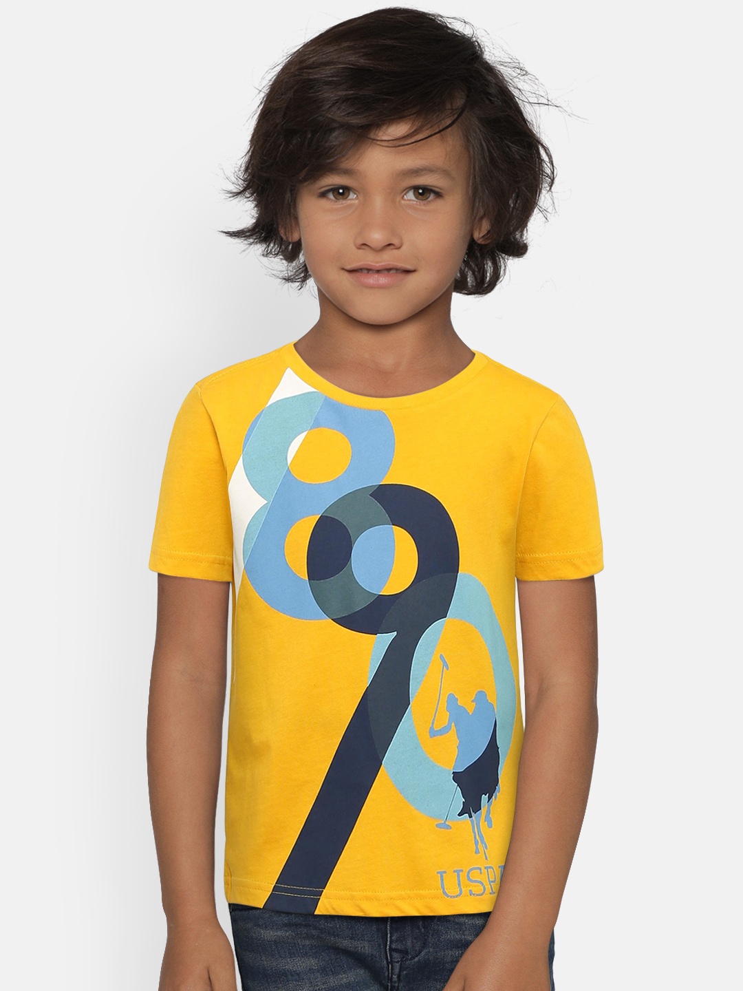 

U.S. Polo Assn. Kids Boys Yellow Printed Round Neck T-shirt
