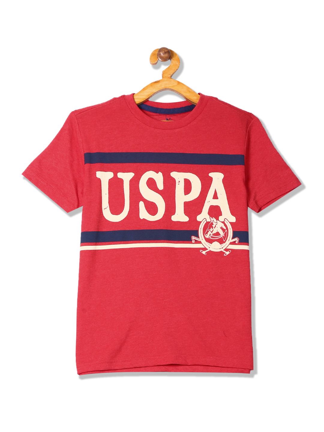 

U.S. Polo Assn. Kids Boys Red Printed Round Neck Pure Cotton T-shirt