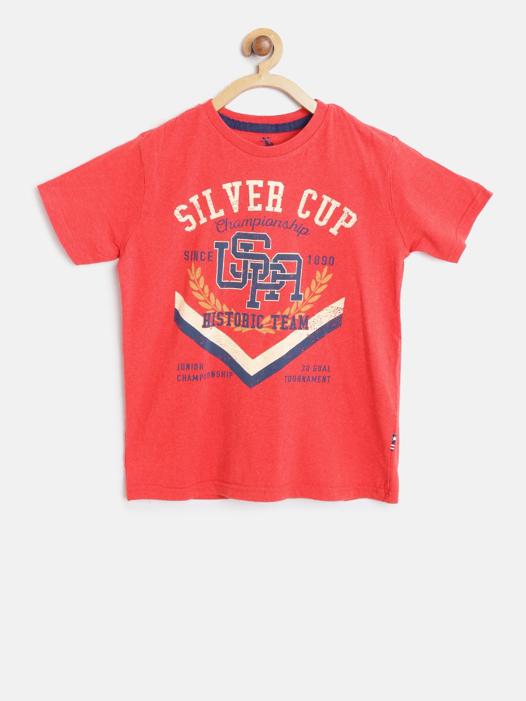 

U.S. Polo Assn. Kids Boys Red Printed Round Neck T-shirt