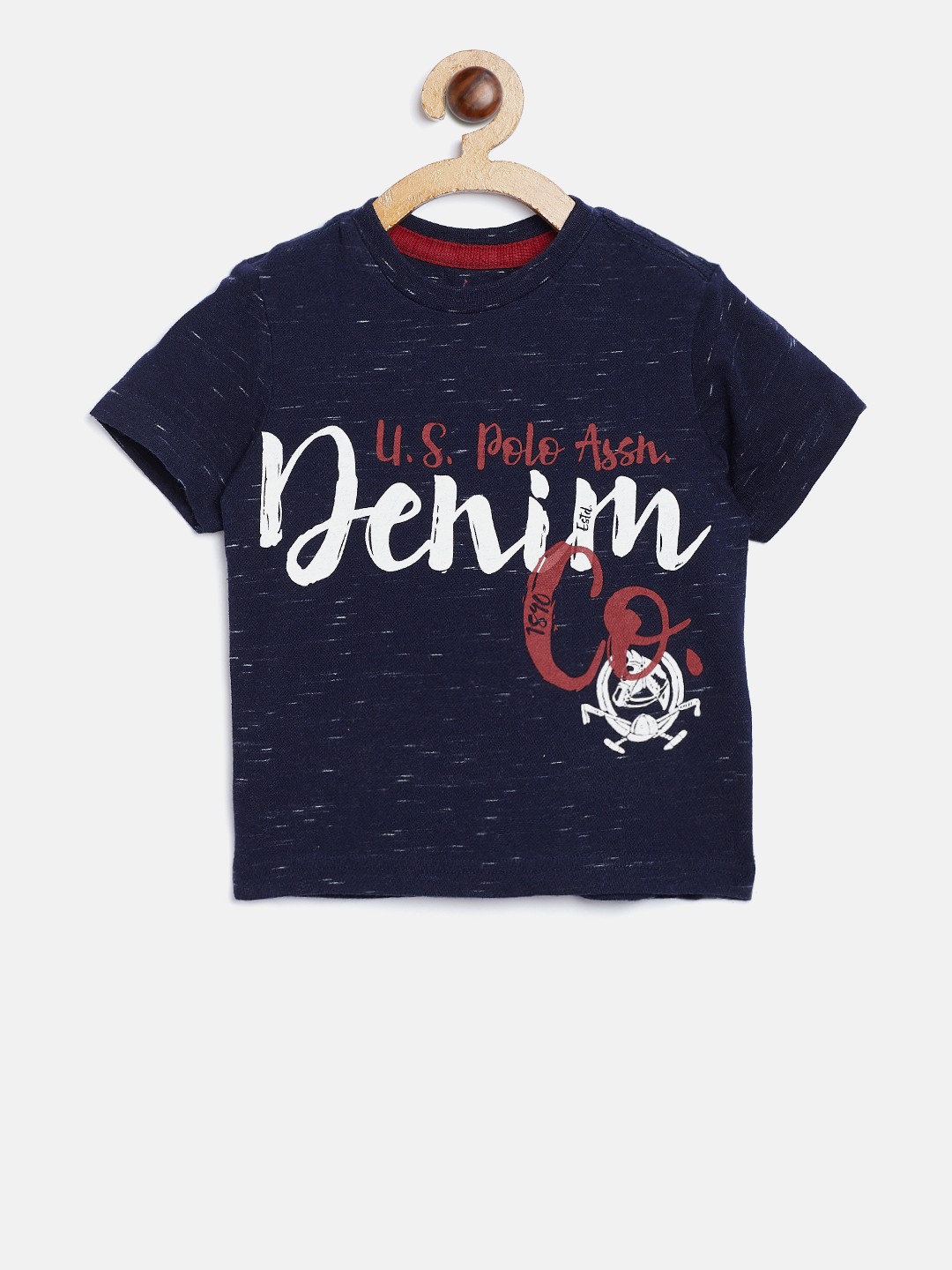 

U.S. Polo Assn. Kids Boys Navy Printed Round Neck T-shirt, Navy blue