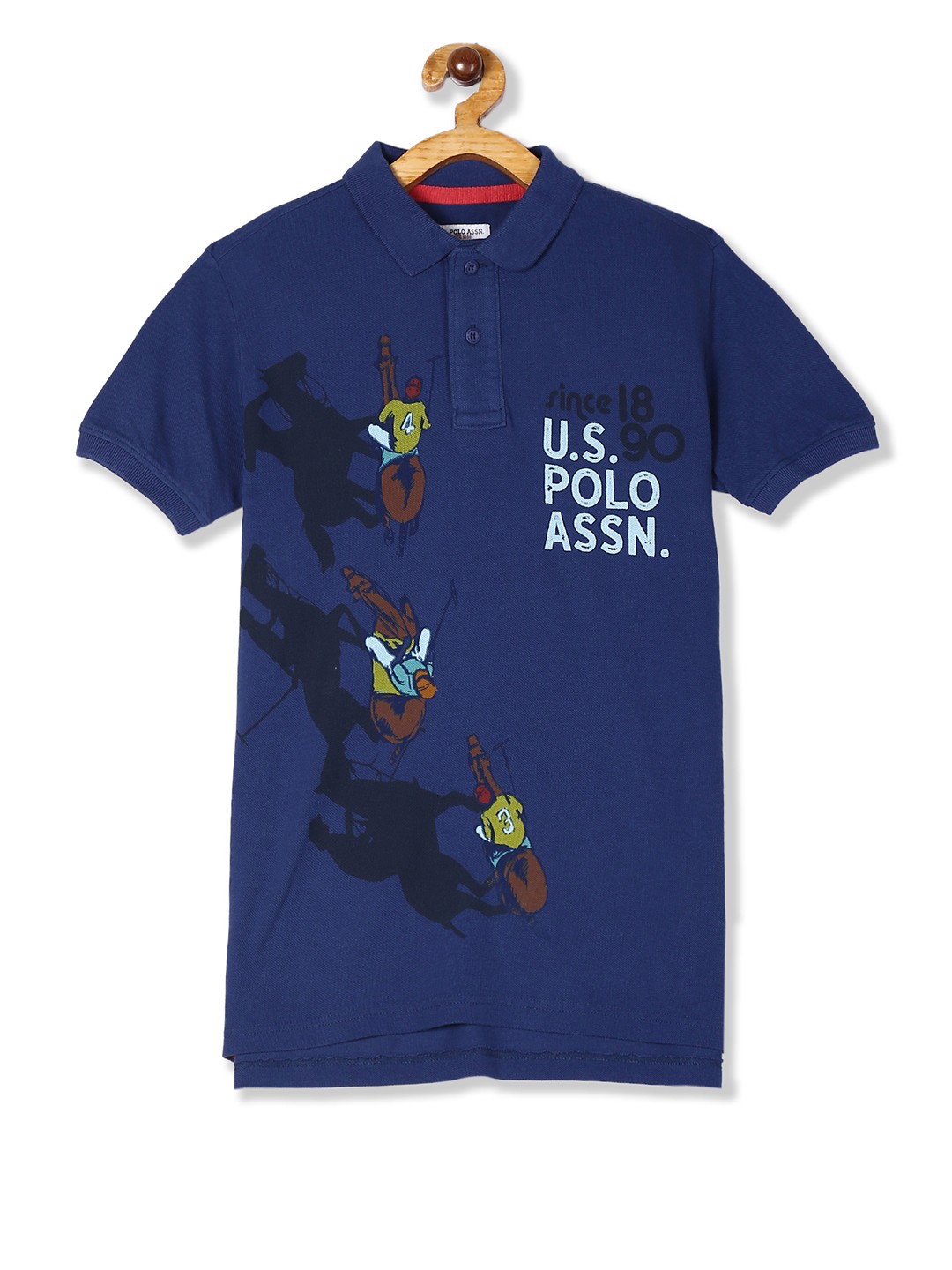

U.S. Polo Assn. Kids Boys Blue Printed Polo Collar T-shirt