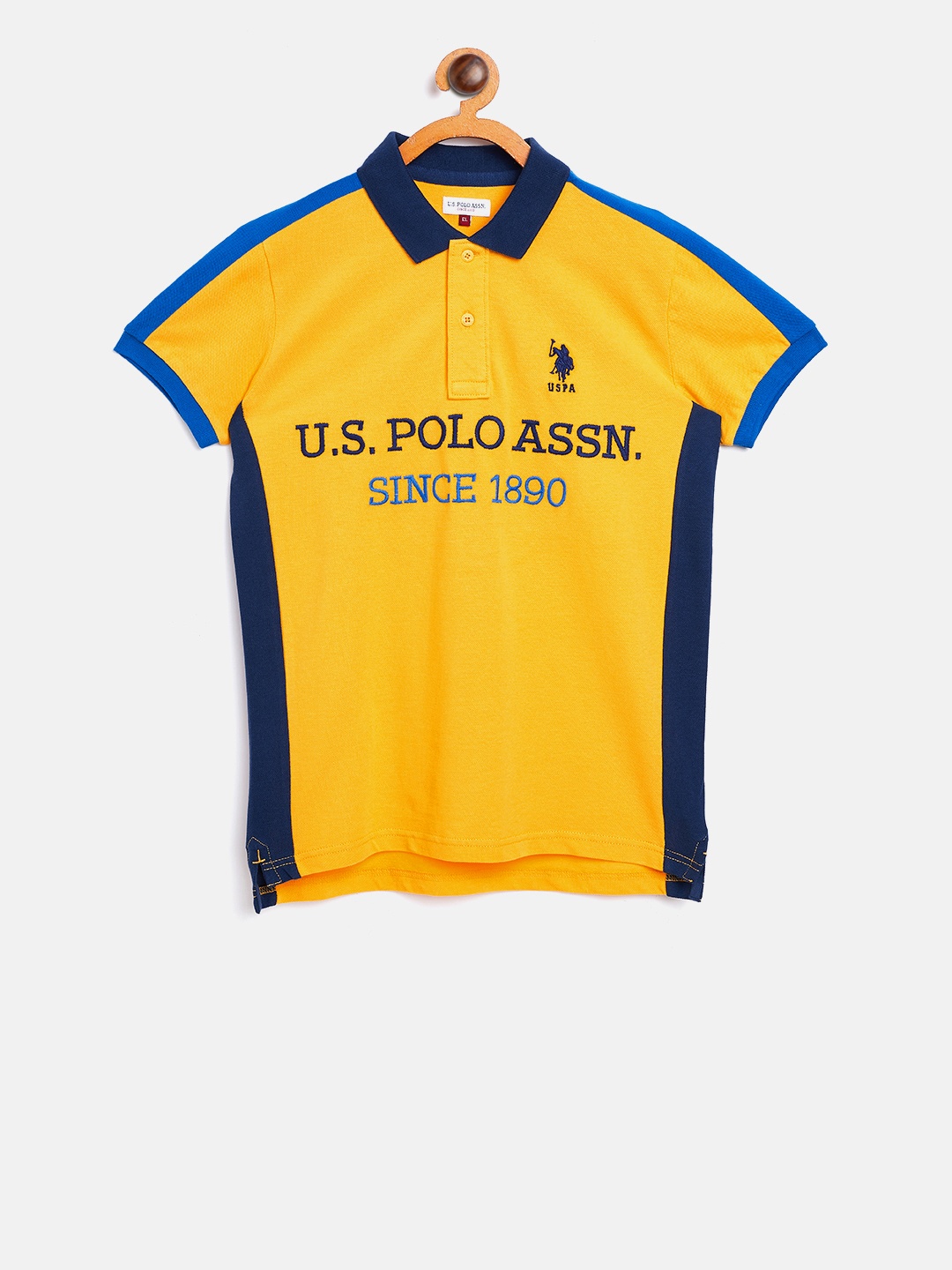 

U.S. Polo Assn. Kids Boys Yellow Embroidered Polo Collar T-shirt