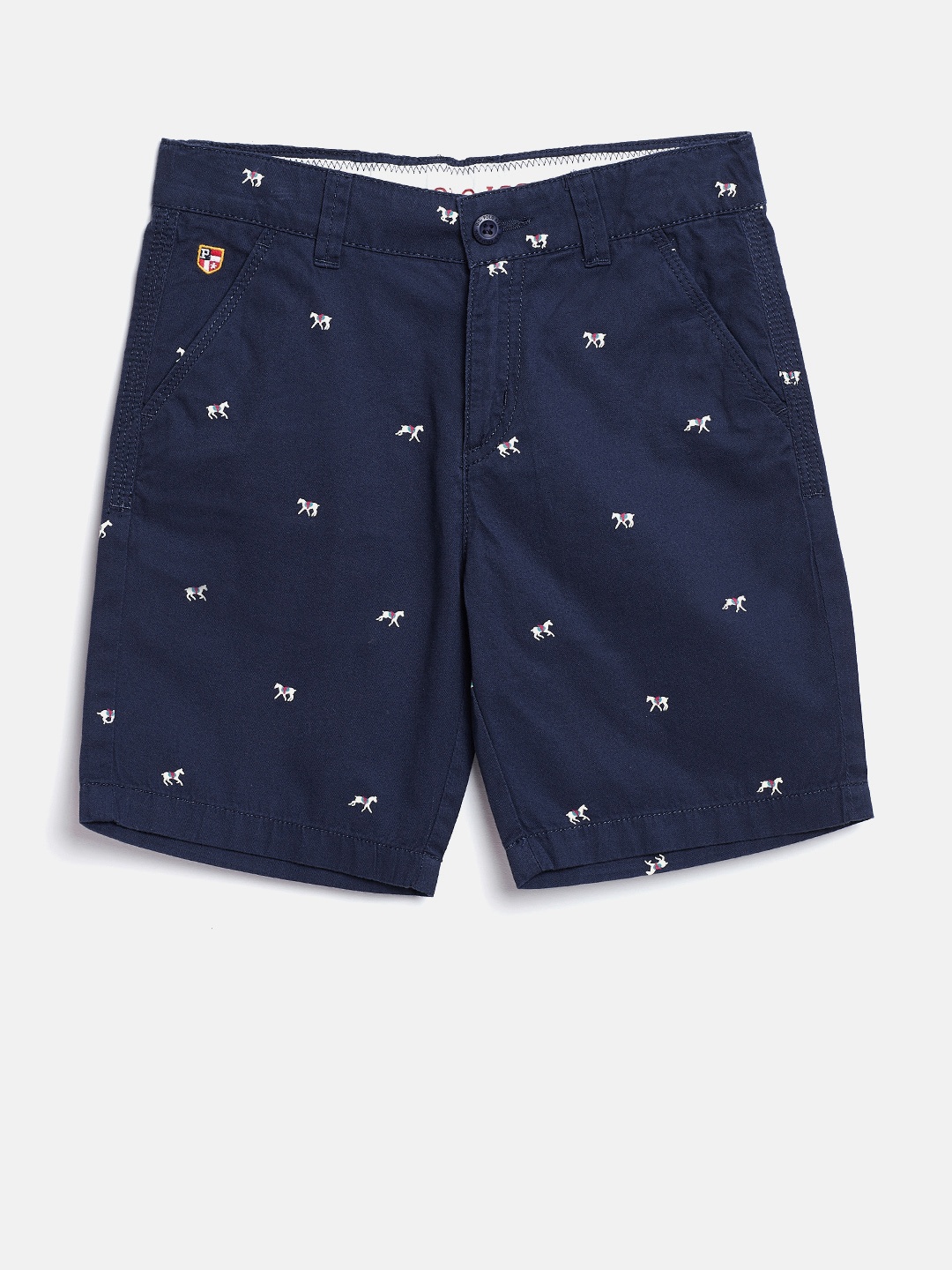 

U.S. Polo Assn. Kids Boys Navy Blue Printed Regular Fit Shorts