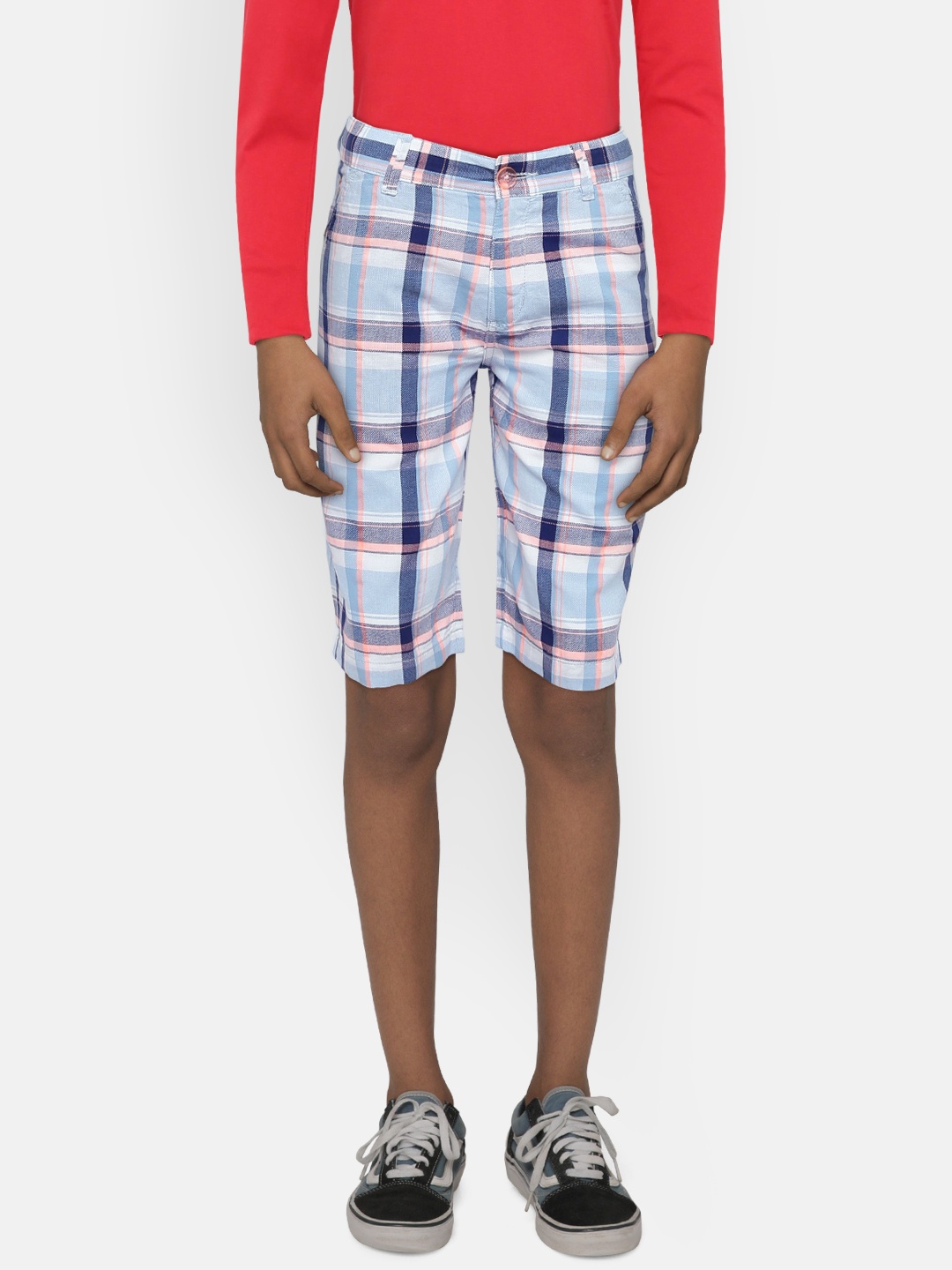 

U.S. Polo Assn. Kids Boys Blue Checked Regular Fit Shorts