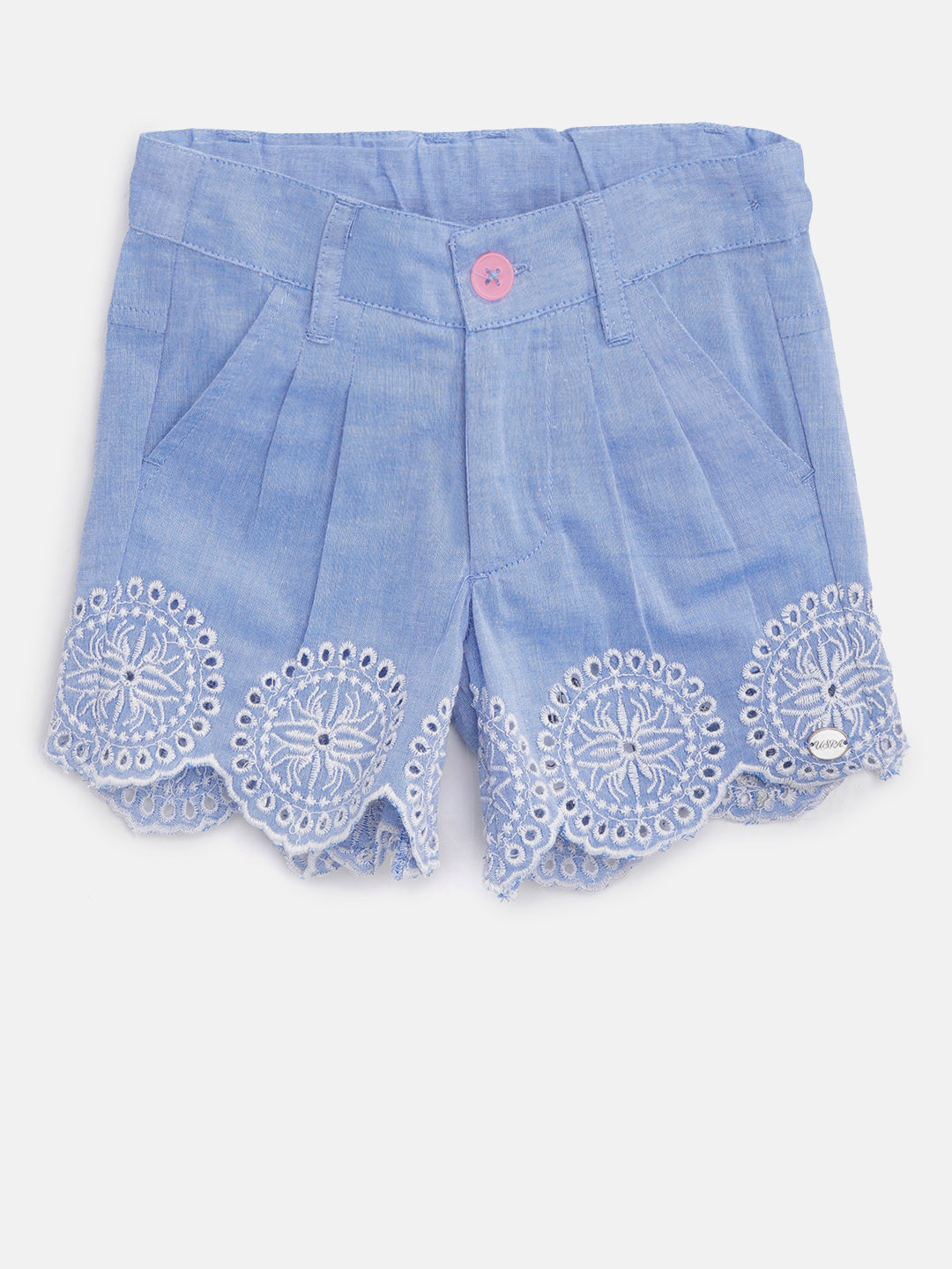 

U.S. Polo Assn. Kids Girls Blue Solid Regular Fit Shorts