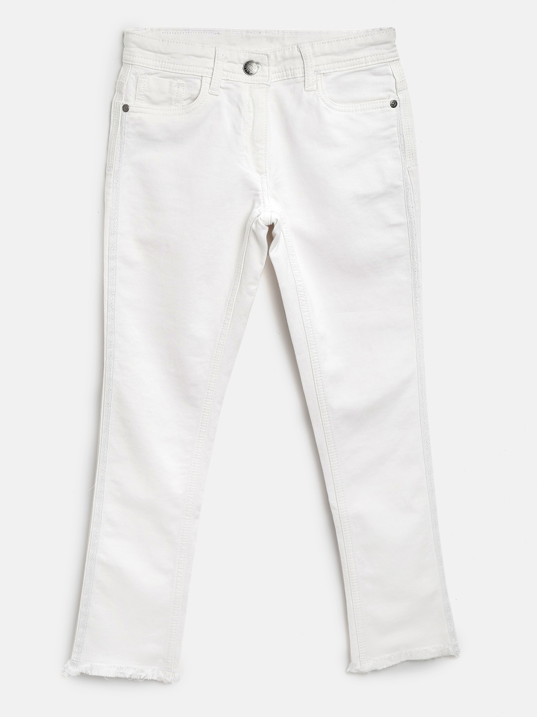 

U.S. Polo Assn. Kids Girls White Regular Fit Mid-Rise Clean Look Stretchable Jeans