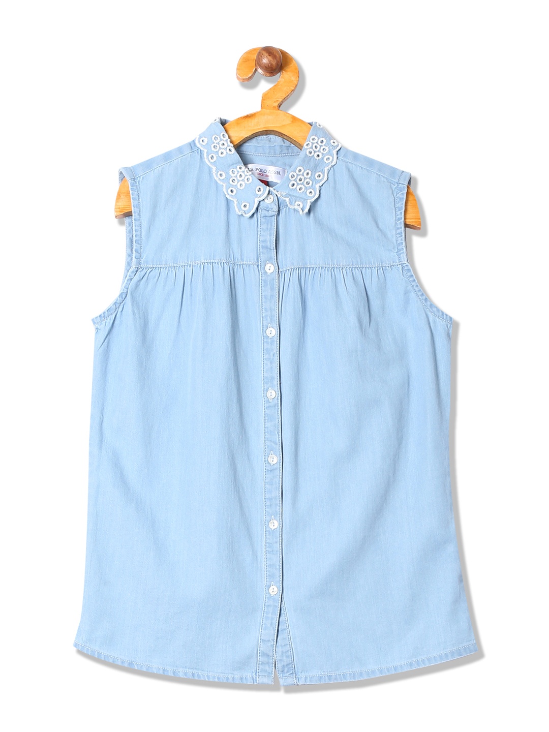 

U.S. Polo Assn. Kids Girls Blue Regular Fit Solid Casual Shirt