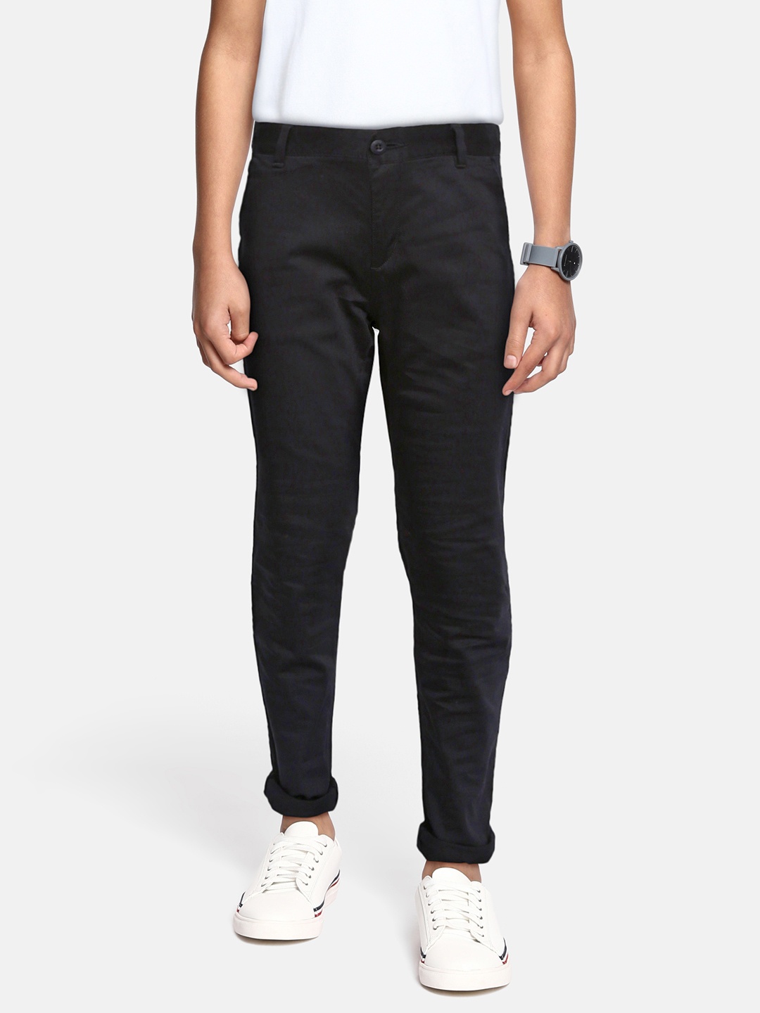 

U.S. Polo Assn. Kids Boys Black Regular Fit Solid Regular Trousers