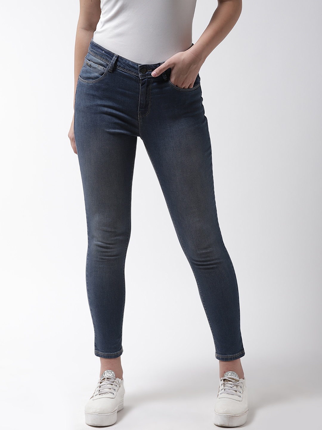 

Flying Machine Women Blue Veronica Skinny Fit Mid-Rise Stretchable Cropped Jeans