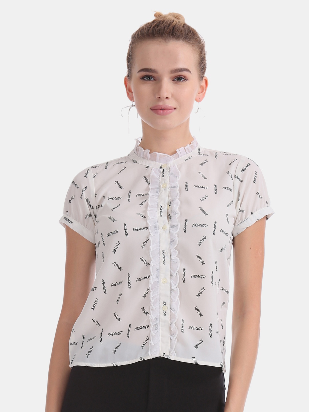 

Flying Machine Women White Printed Top