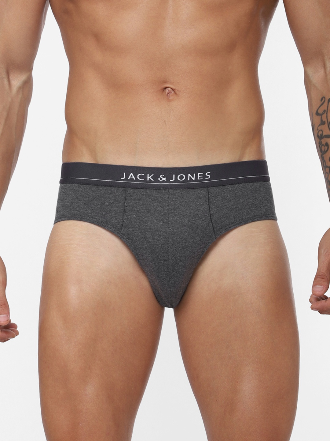 

Jack & Jones Men Charcoal Grey Solid Briefs 2059371030