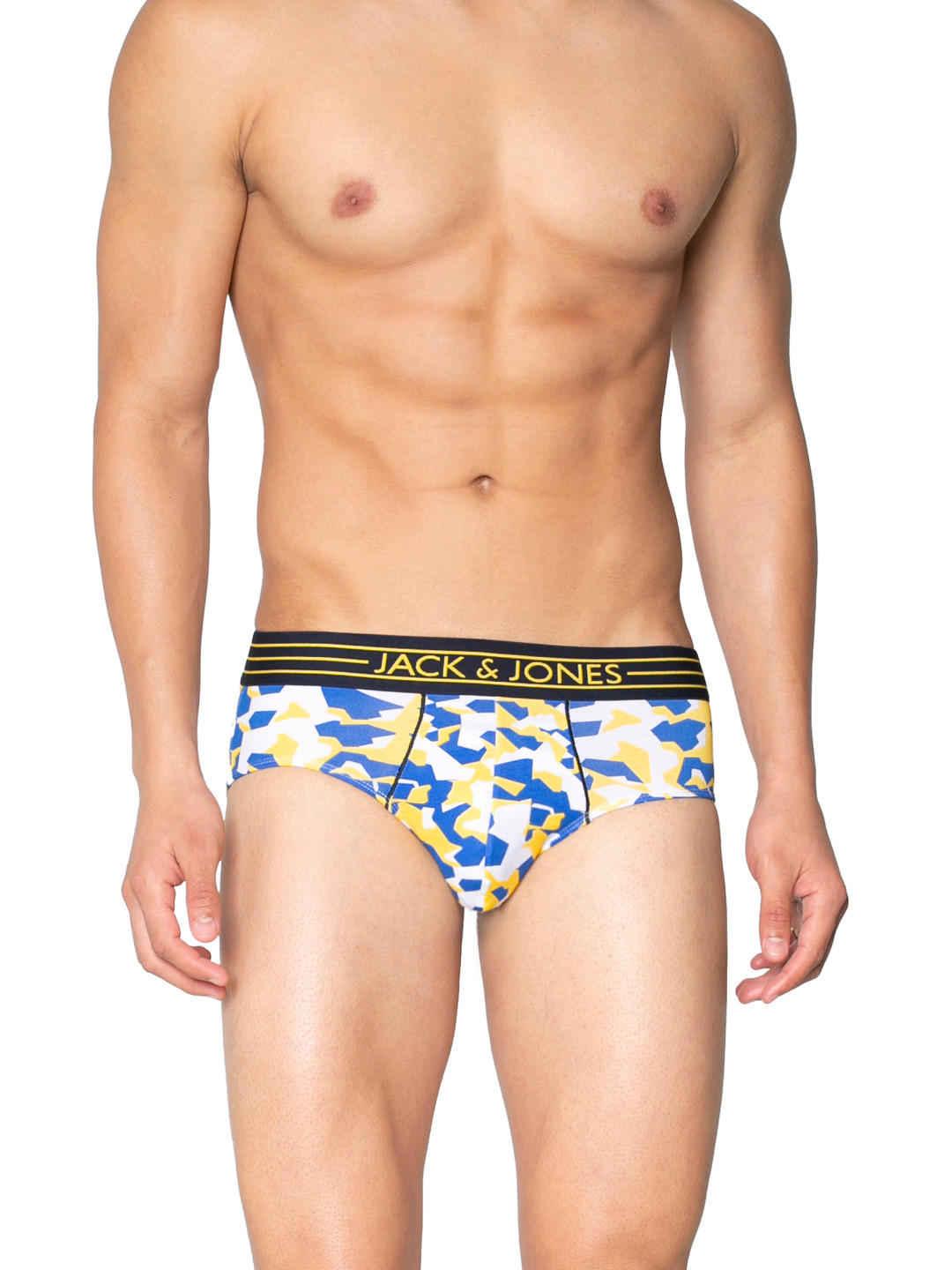 

Jack & Jones Men White & Blue Printed Briefs 2054078005