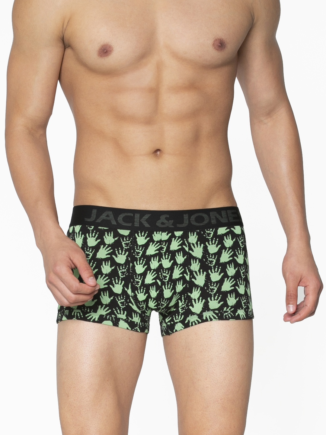 

Jack & Jones Men Black & Green Printed Brazilian Trunks 2054048005