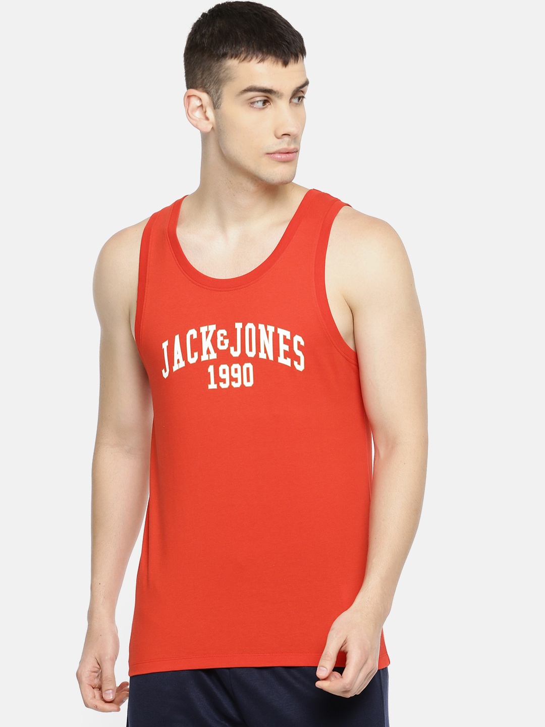 

Jack & Jones Men Red Printed Innerwear Vest 2057253005