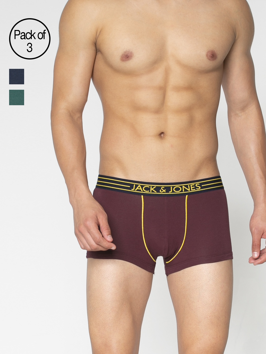 

Jack & Jones Men Pack of 3 Solid Brazilian Trunks 2054035005, Navy blue