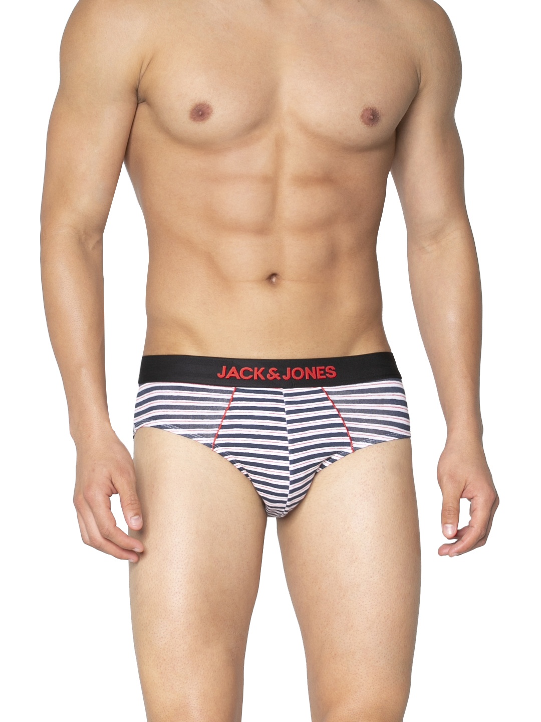 

Jack & Jones Men Navy Blue & White Striped Briefs 2054085005