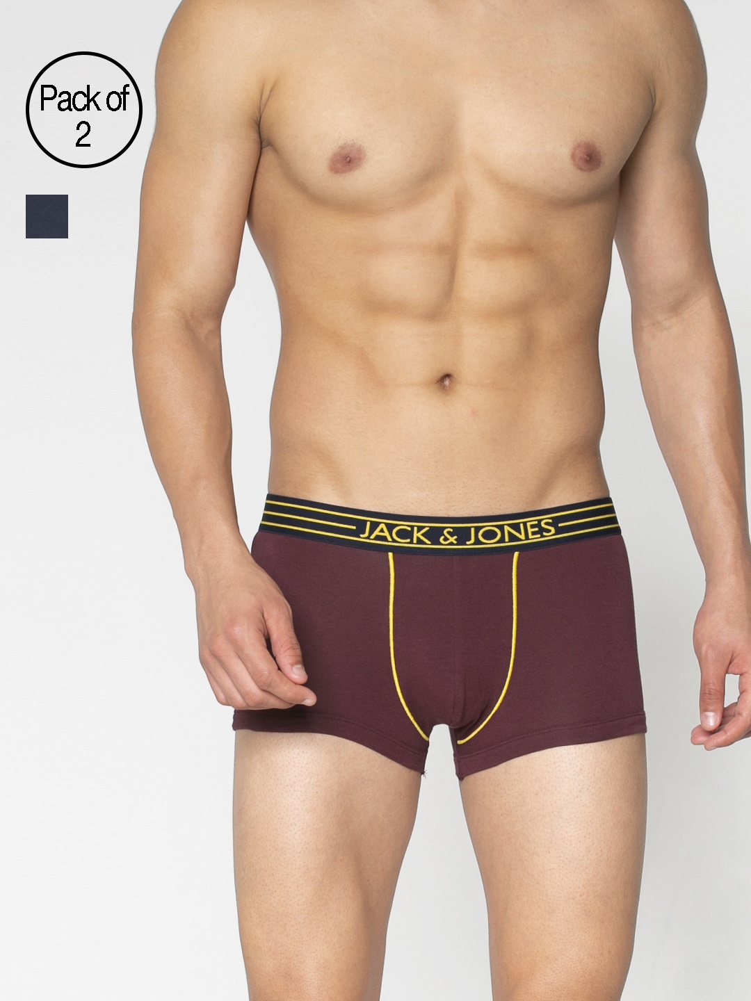 

Jack & Jones Men Blue & Maroon Solid Pack Of 2 Trunks 2054034005