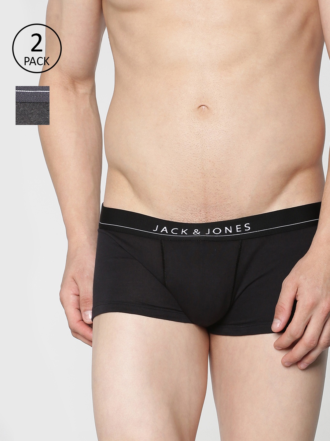 

Jack & Jones Men Pack Of 2 Solid Brazilian Trunks 1955234026, Black
