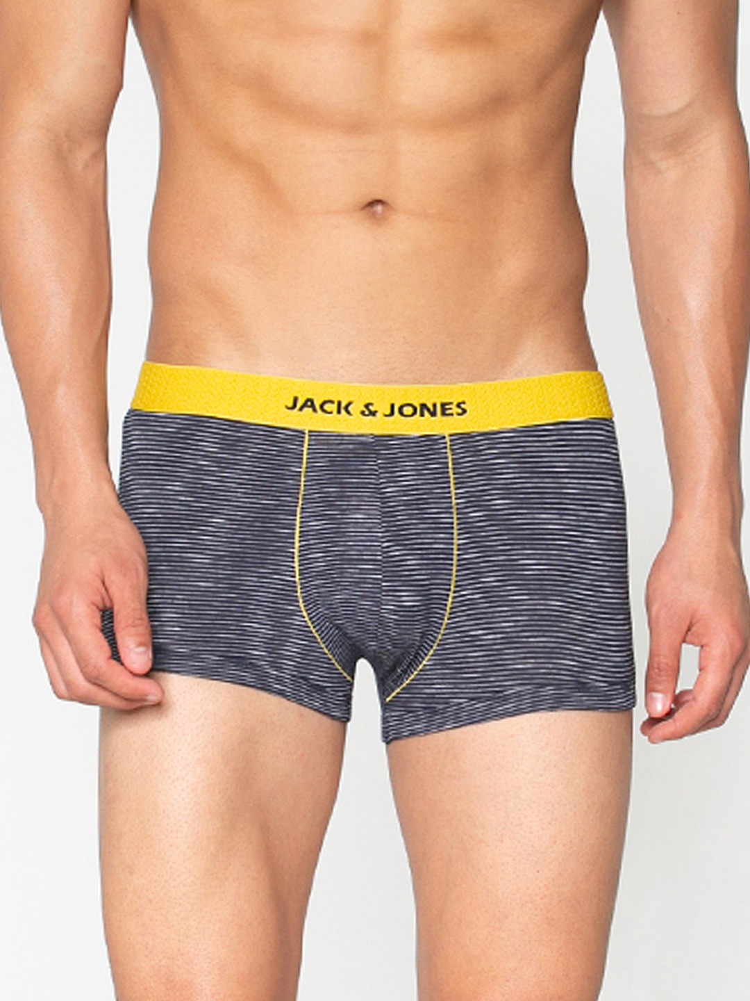 

Jack & Jones Men Navy Blue & White Striped Brazilian Trunks 2054057005