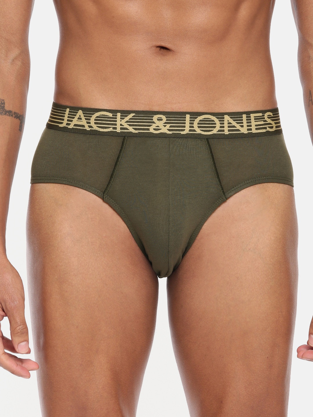 

Jack & Jones Men Olive Green Solid Briefs 1955179048