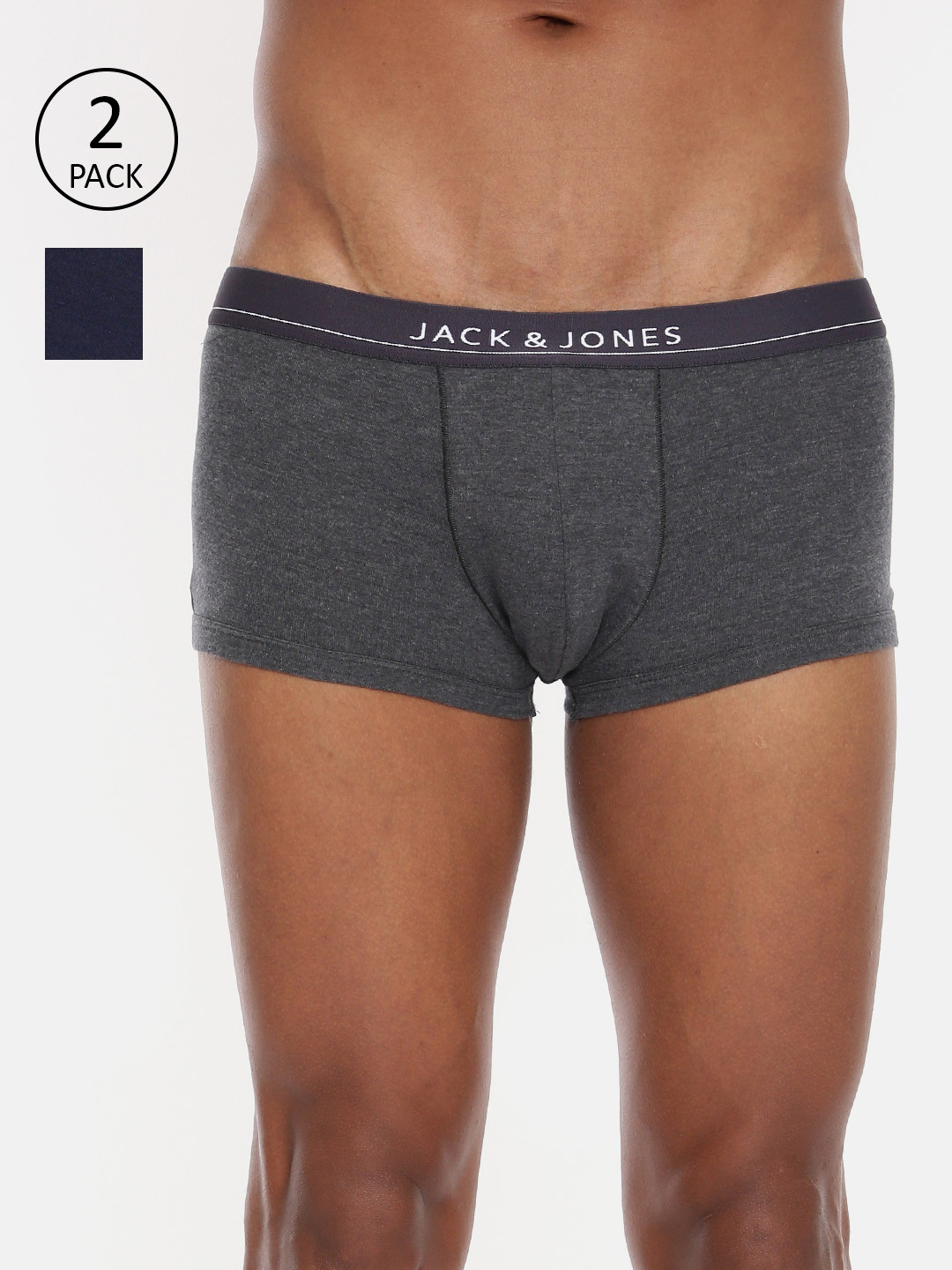 

Jack & Jones Men Pack of 2 Solid Trunks 2043781009, Charcoal
