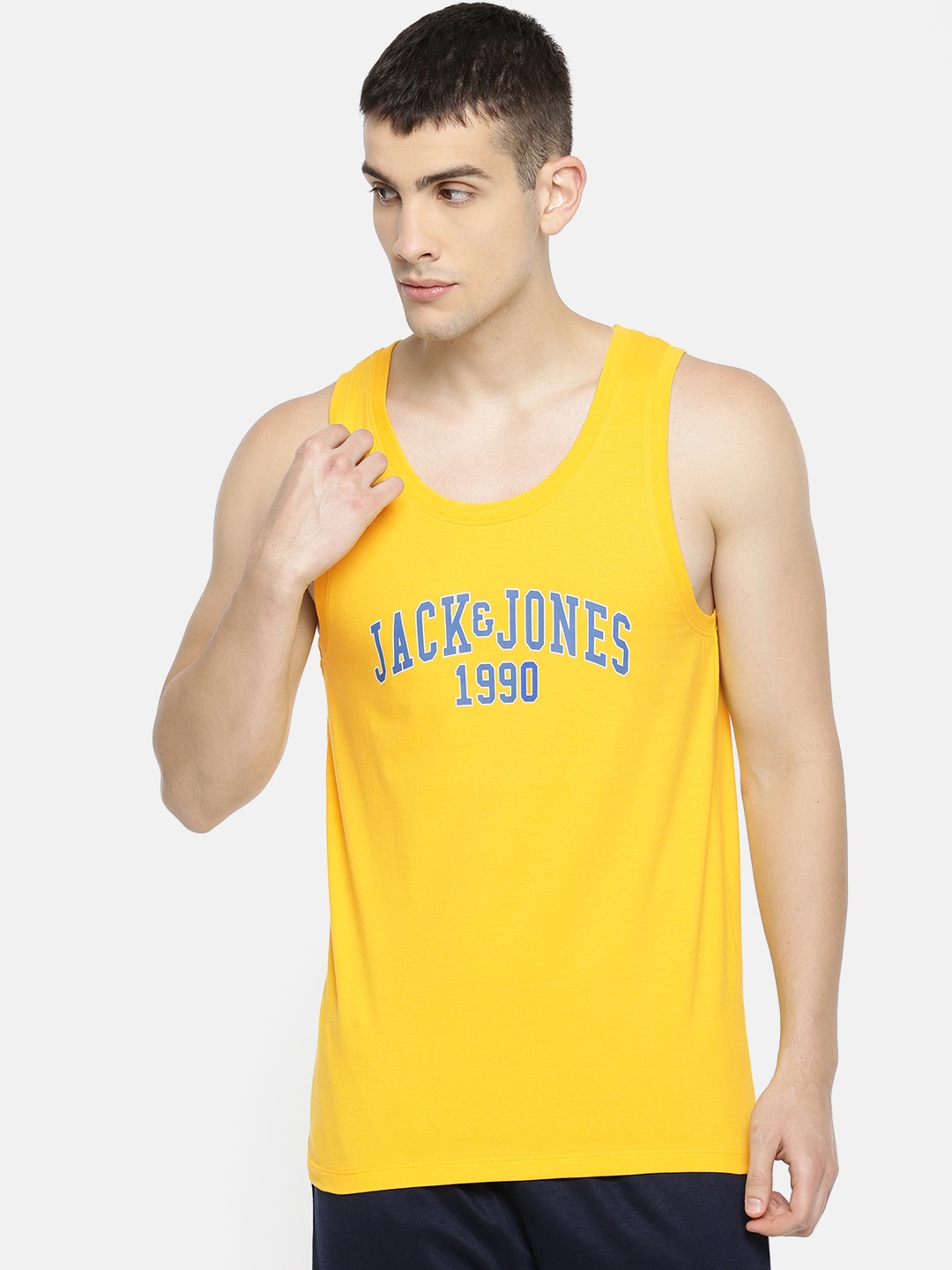 

Jack & Jones Men Yellow Printed Innerwear Vest 2057253010