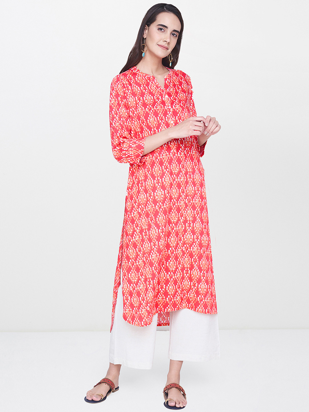 

Global Desi Women Pink Printed Straight Kurta