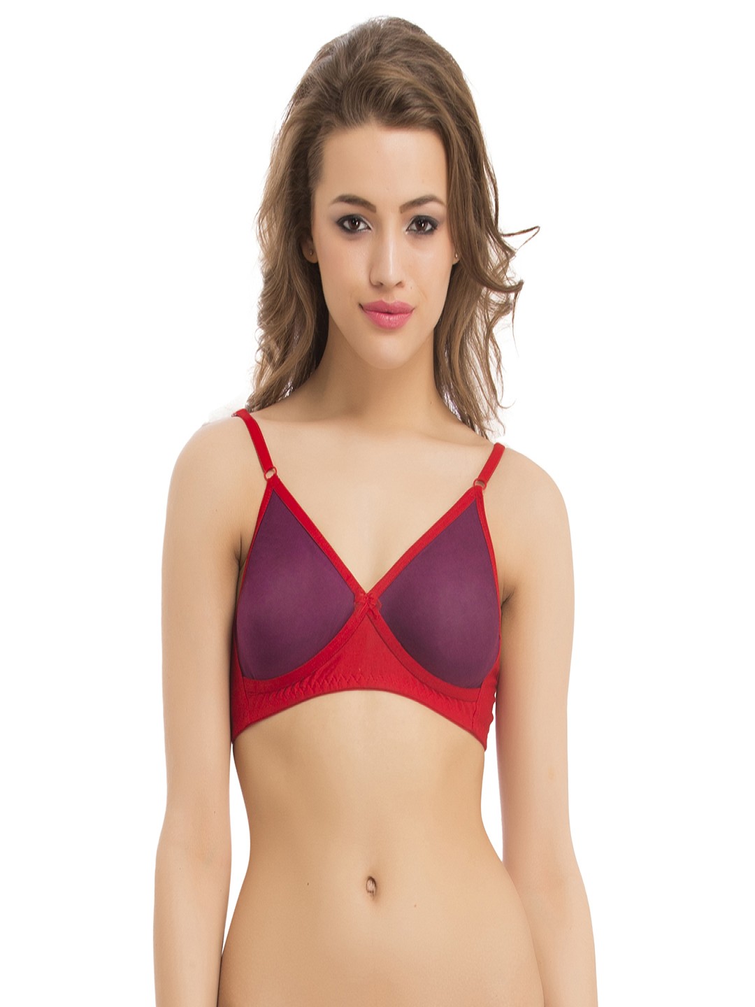 

Clovia Cotton Rich T Shirt Bra With Cross-Over Moulded Cups, Purple