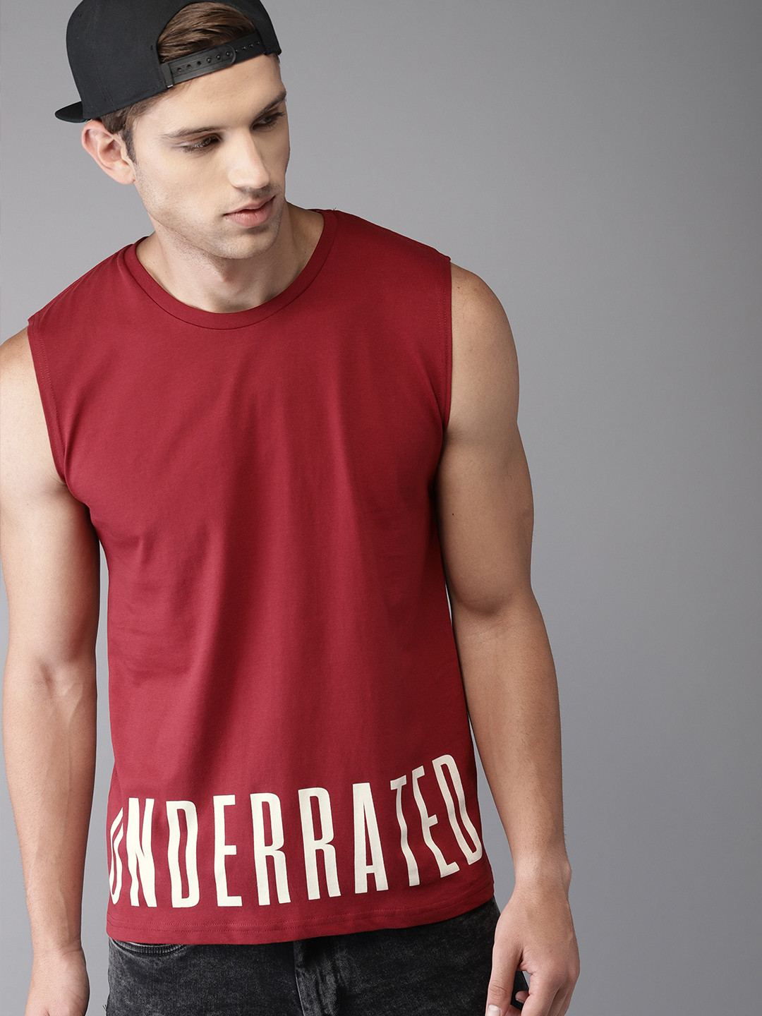 

Moda Rapido Men Maroon Printed Round Neck Pure Cotton T-shirt