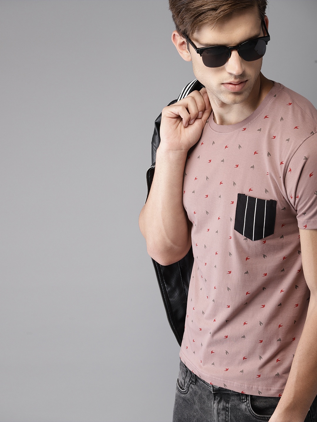 

Moda Rapido Men Mauve Printed T-shirt