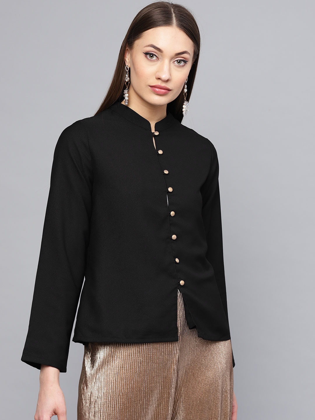 

RARE ROOTS Women Black Solid Ethnic Jacket