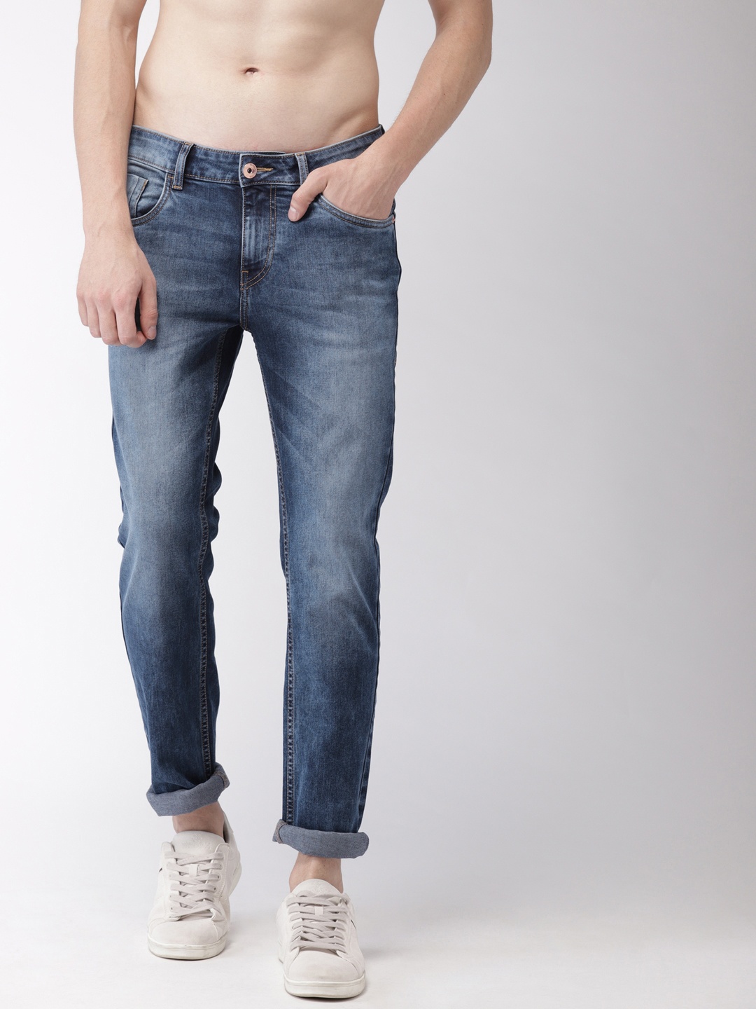 

Flying Machine Men Blue Michael Tapered Fit Mid-Rise Clean Look Stretchable Jeans