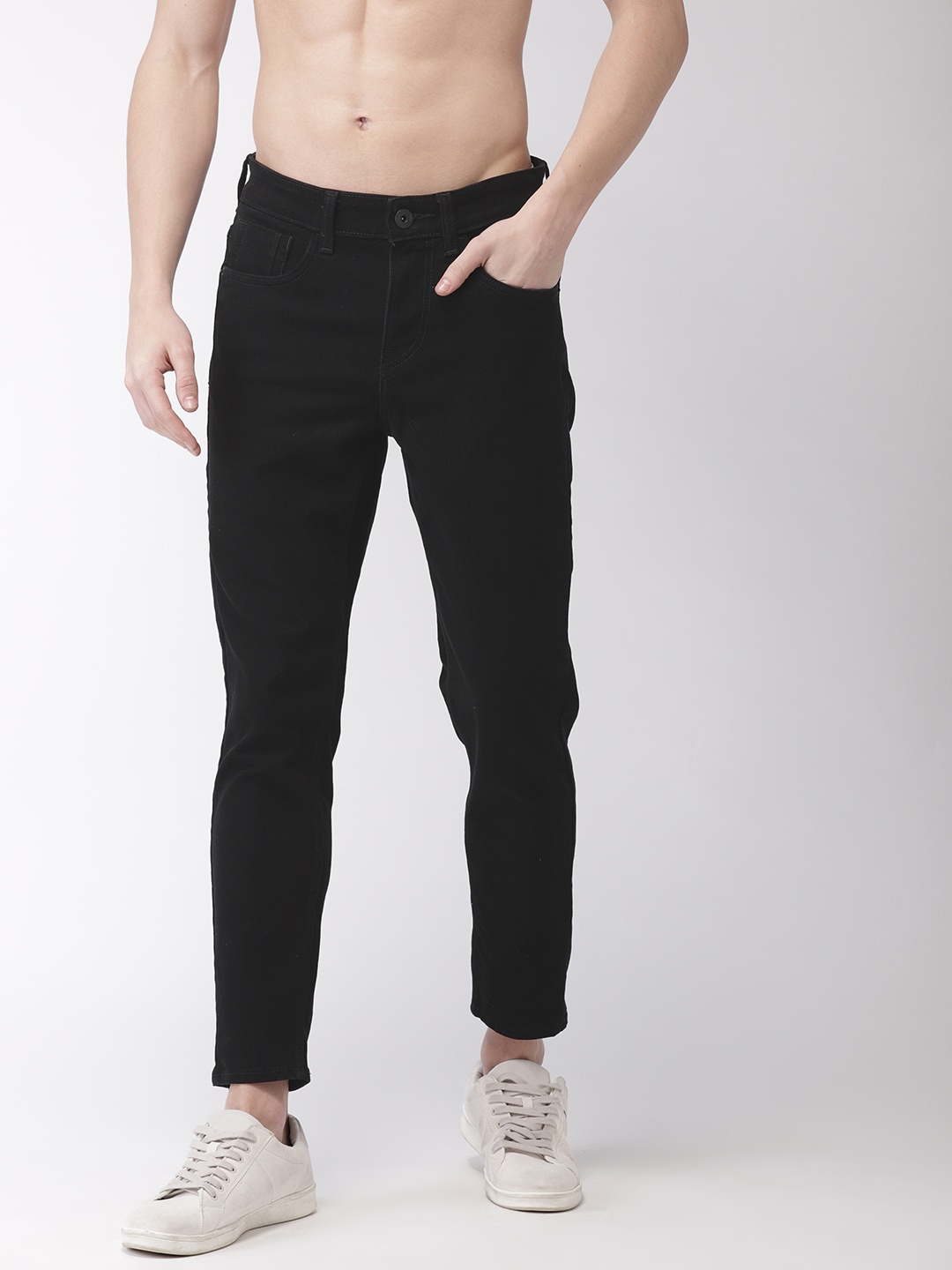 

Flying Machine Men Black Skinny Fit Mid-Rise Clean Look Stretchable Cropped Jeans