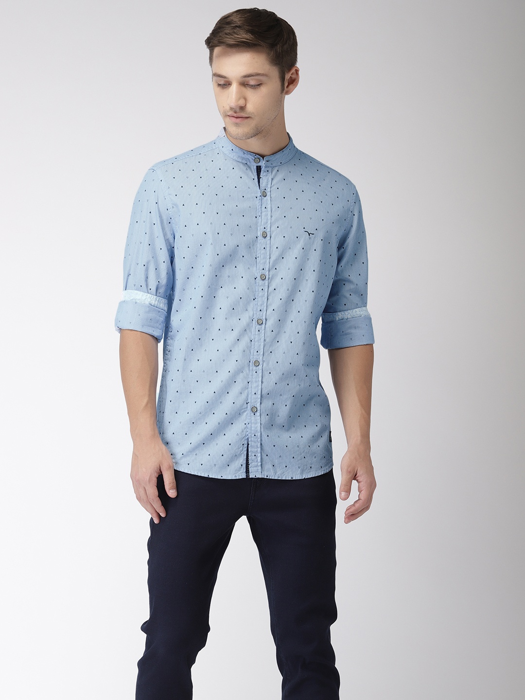 

Flying Machine Men Blue Regular Fit Printed Casual Shirt