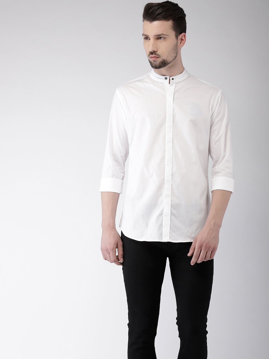 

Flying Machine Men White Slim Fit Solid Casual Shirt