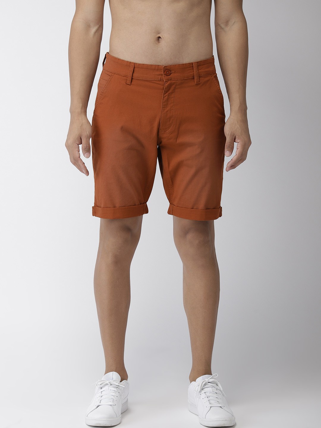 

Flying Machine Men Brick Red Solid Slim Fit Regular Shorts