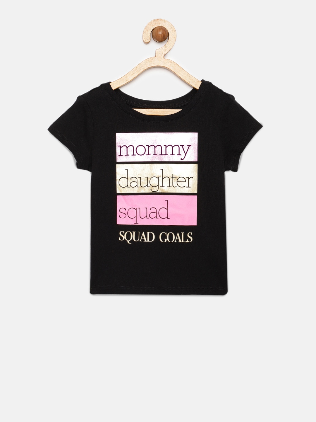 

The Childrens Place Girls Black Printed T-shirt