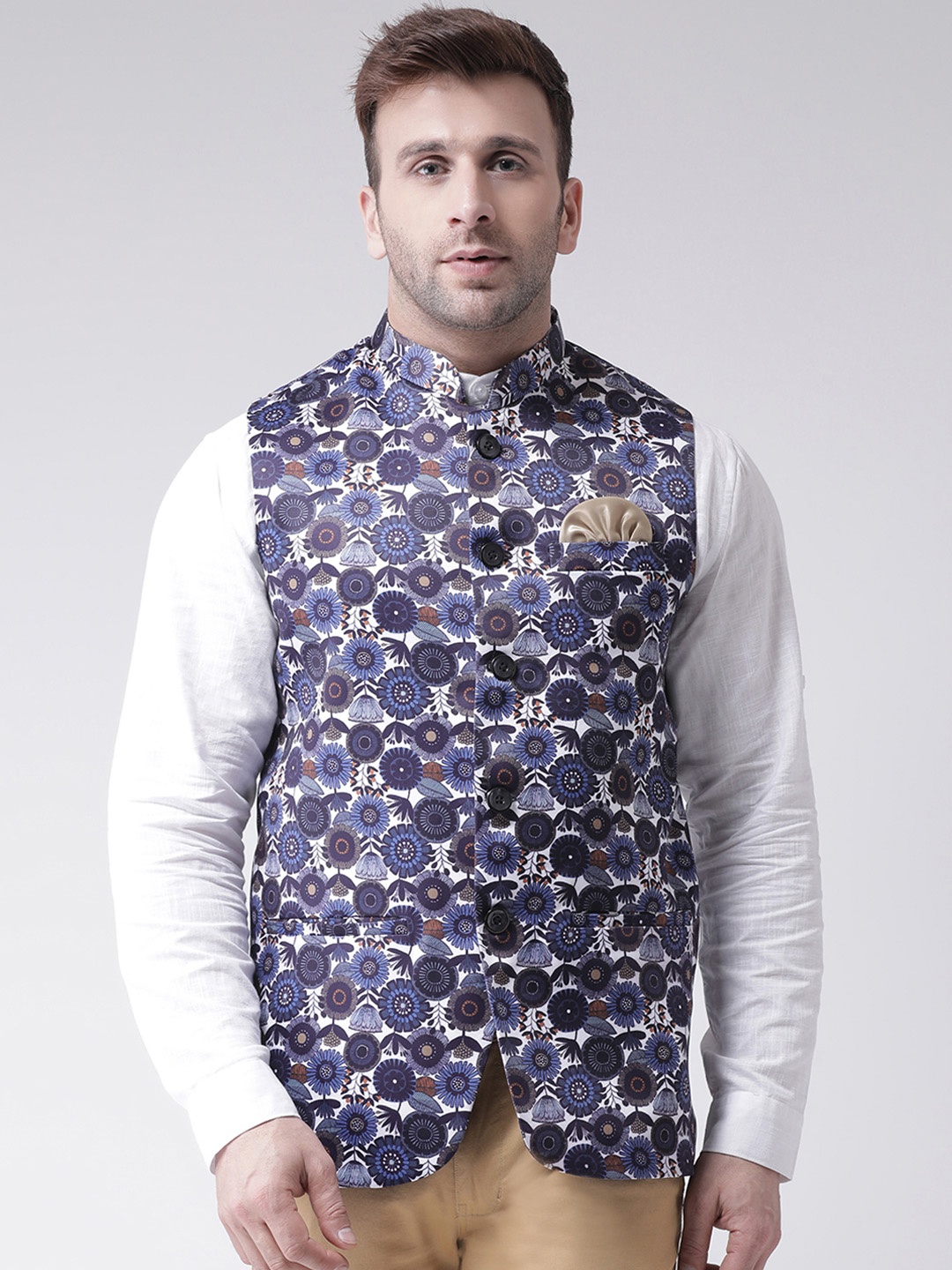 

Hangup Men Multicoloured Printed Nehru Jacket, Multi