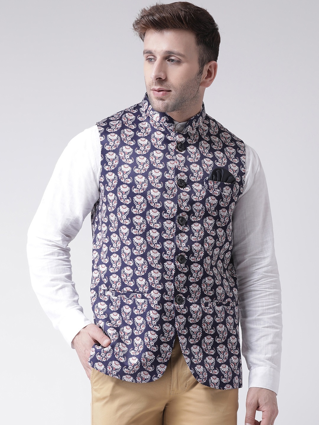 

Hangup Men Multicoloured Printed Nehru Jacket, Multi