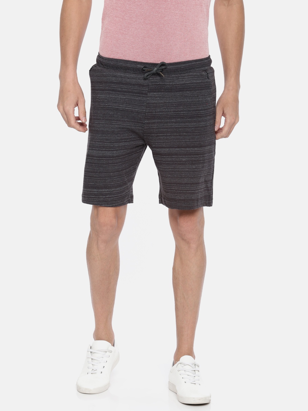 Pepe Jeans Men Charcoal Grey Solid Regular Fit Sports Shorts