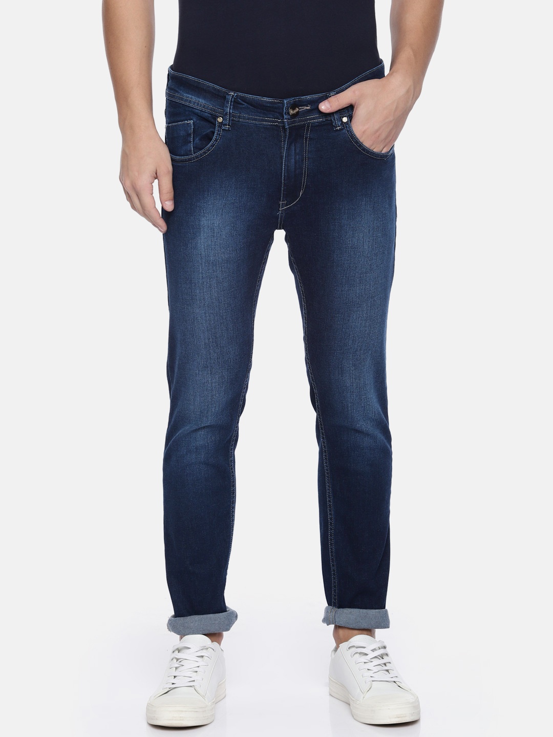 

People Men Blue Slim Fit Mid-Rise Clean Look Stretchable Jeans