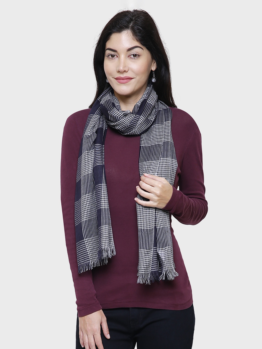 

Anekaant Women Blue & White Woven Design Stole