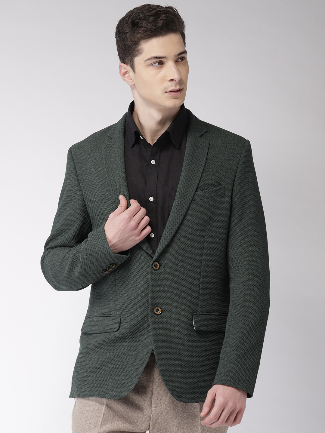 

Arrow Men Green Self Design Single-Breasted Zero Calorie Fit Casual Blazer