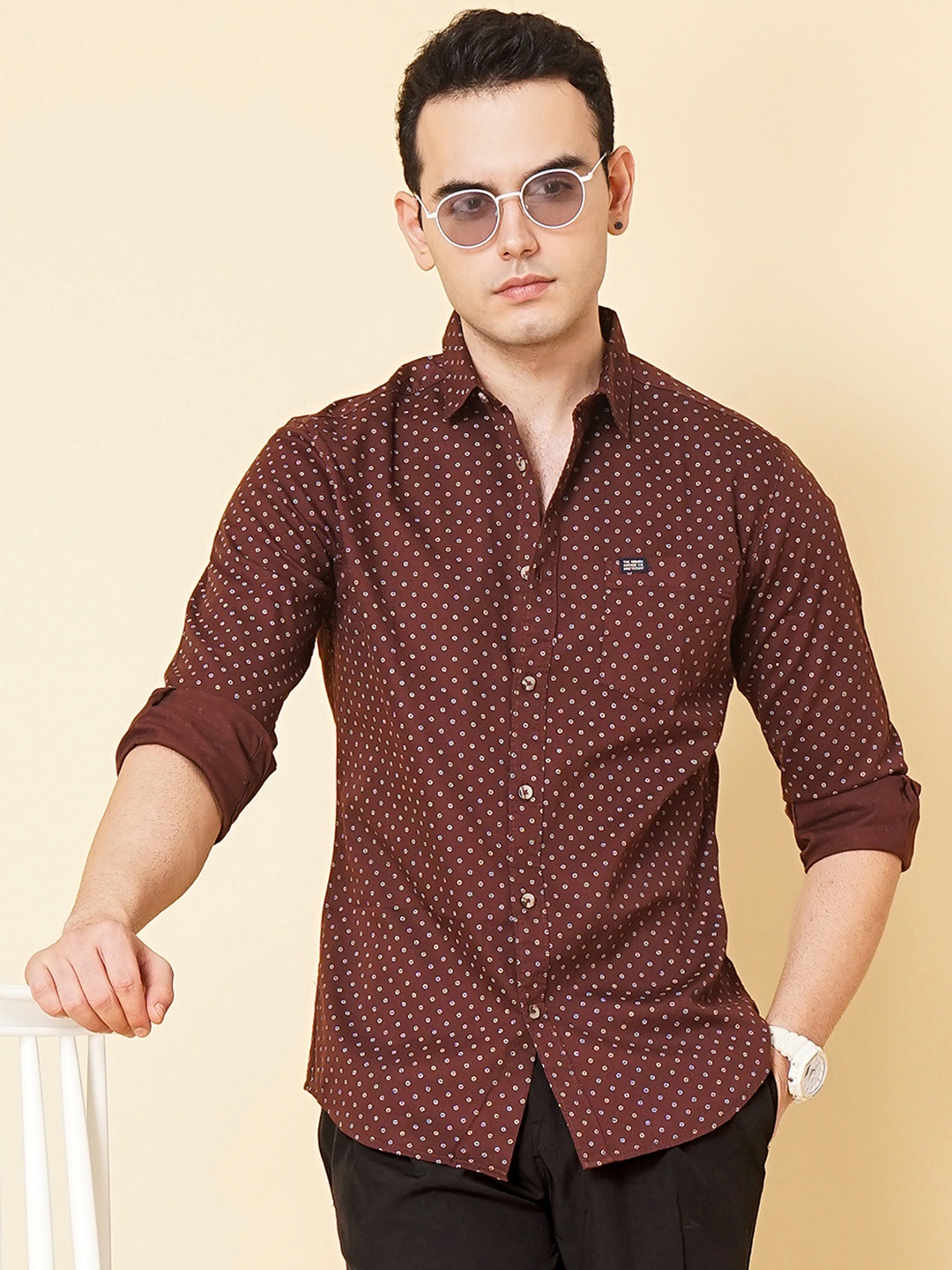 

The Indian Garage Co Men Brown Regular Fit Printed Casual Shirt