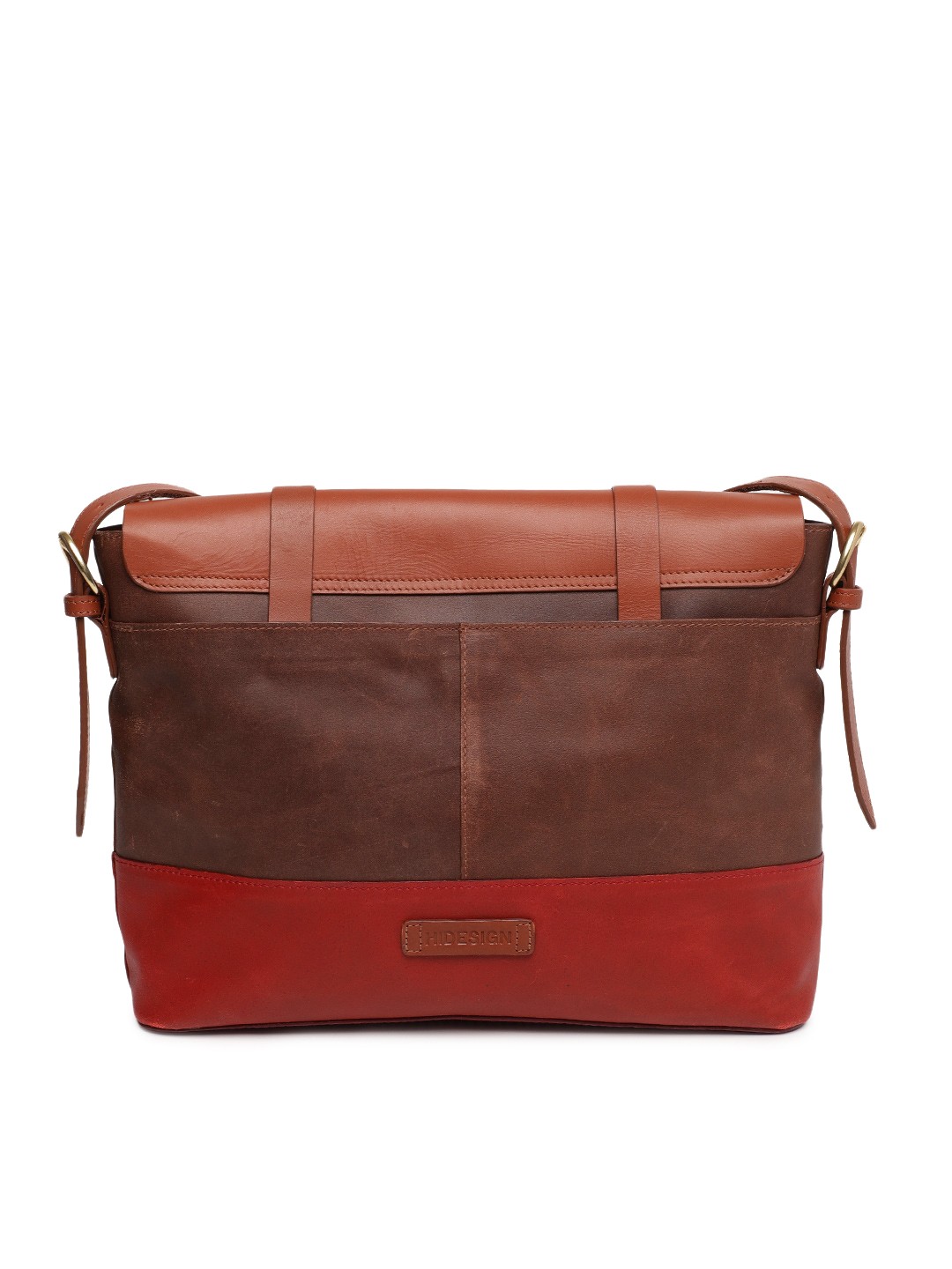 

Hidesign Tan Brown & Red Colourblocked Sling Leather Bag