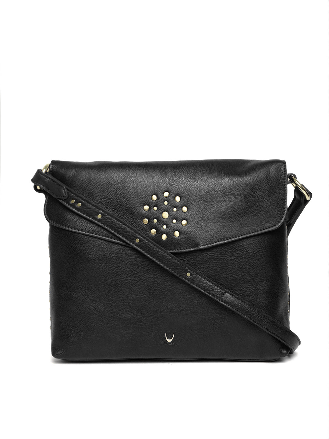 

Hidesign Black Solid Leather Shoulder Bag